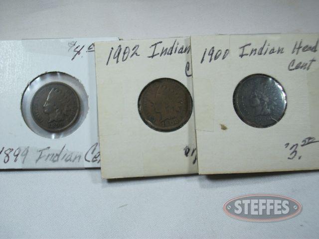 (3) Indian Head Cents, 1899, 1900, & 1902